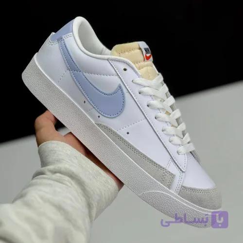 کفش نایک بلیزر لو سفید آبی Nike Blazer Low White Blue — تصویر 1