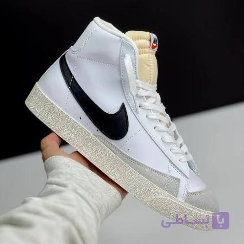 کفش نایک بلیزر ساقدار سفید مشکی Nike Blazer Mid White Black — تصویر 1