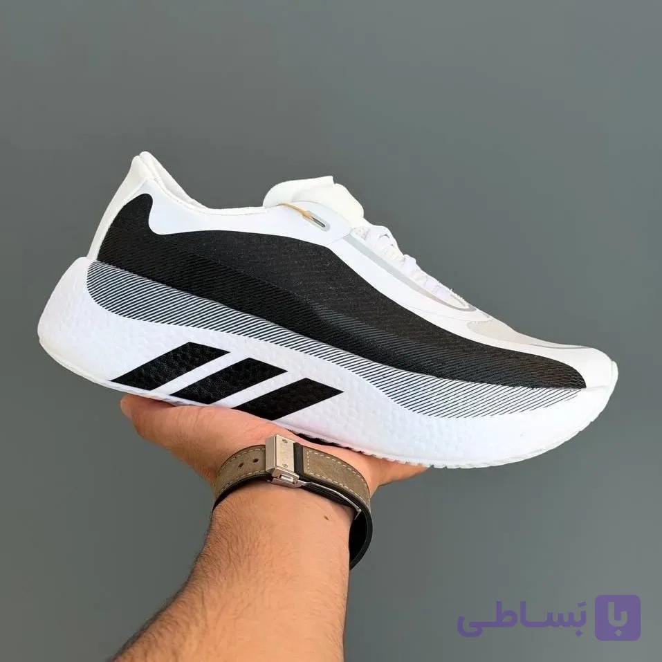 کفش آدیداس هایپر بوست سفید نقش مشکی رانینگ اسپرت — تصویر 1