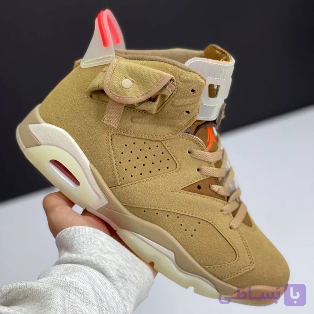 کفش نایک ایر جردن 6 تراویس اسکات بریتیش خاکی Nike Air Jordan 6 Travis Scott British Khaki — تصویر 1