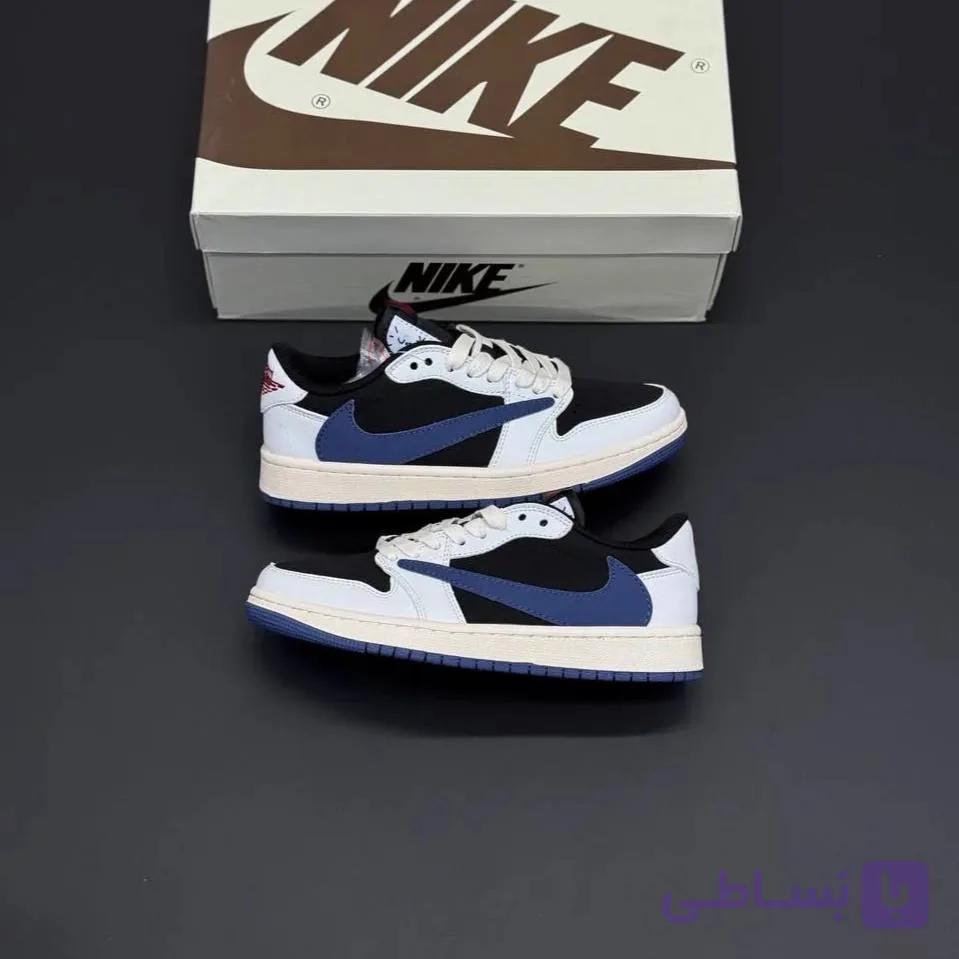 کفش نایک ایر جردن وان لو مشکی آبی Nike Air Jordan 1 Low Black Blue — تصویر 1