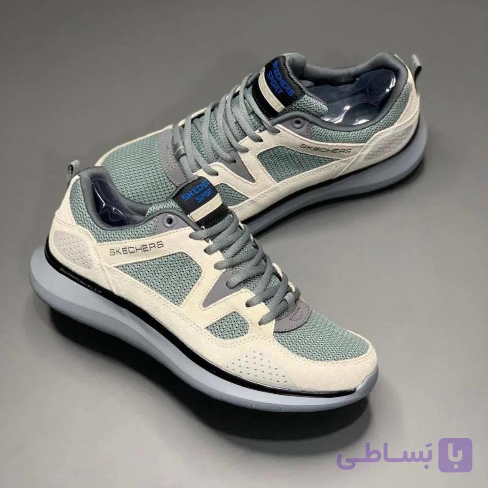 کفش اسکیچرز کوانتوم فلکس کرم طوسی Skechers Quantum Flex Cream Grey — تصویر 1