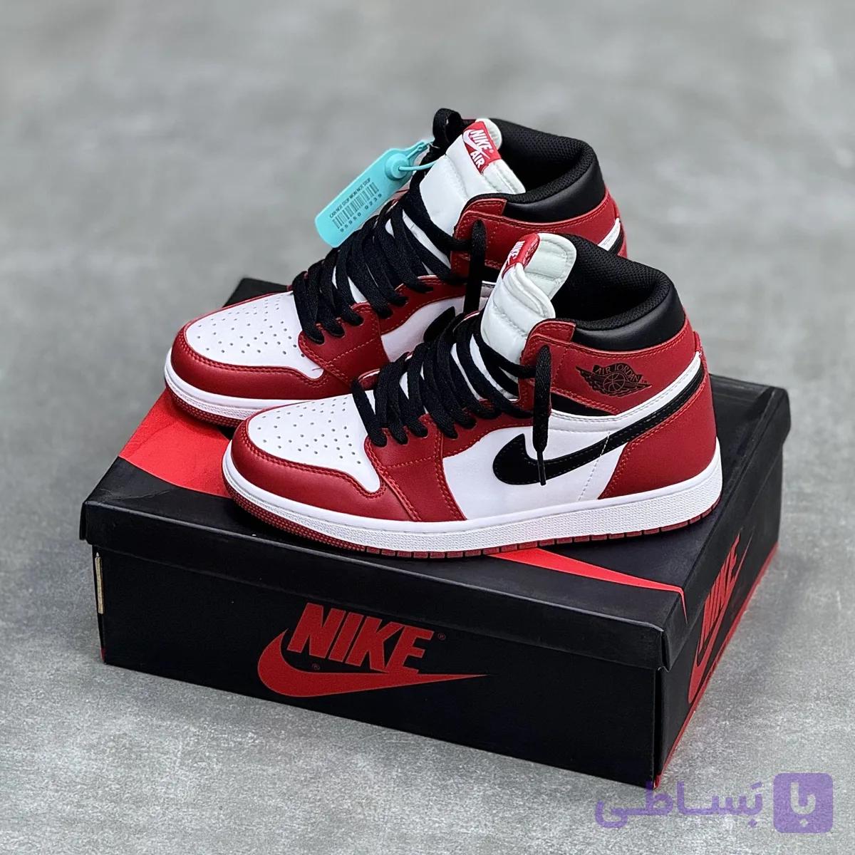 کفش نایک جردن وان سفید قرمز Nike Air Jordan 1 White Red — تصویر 1