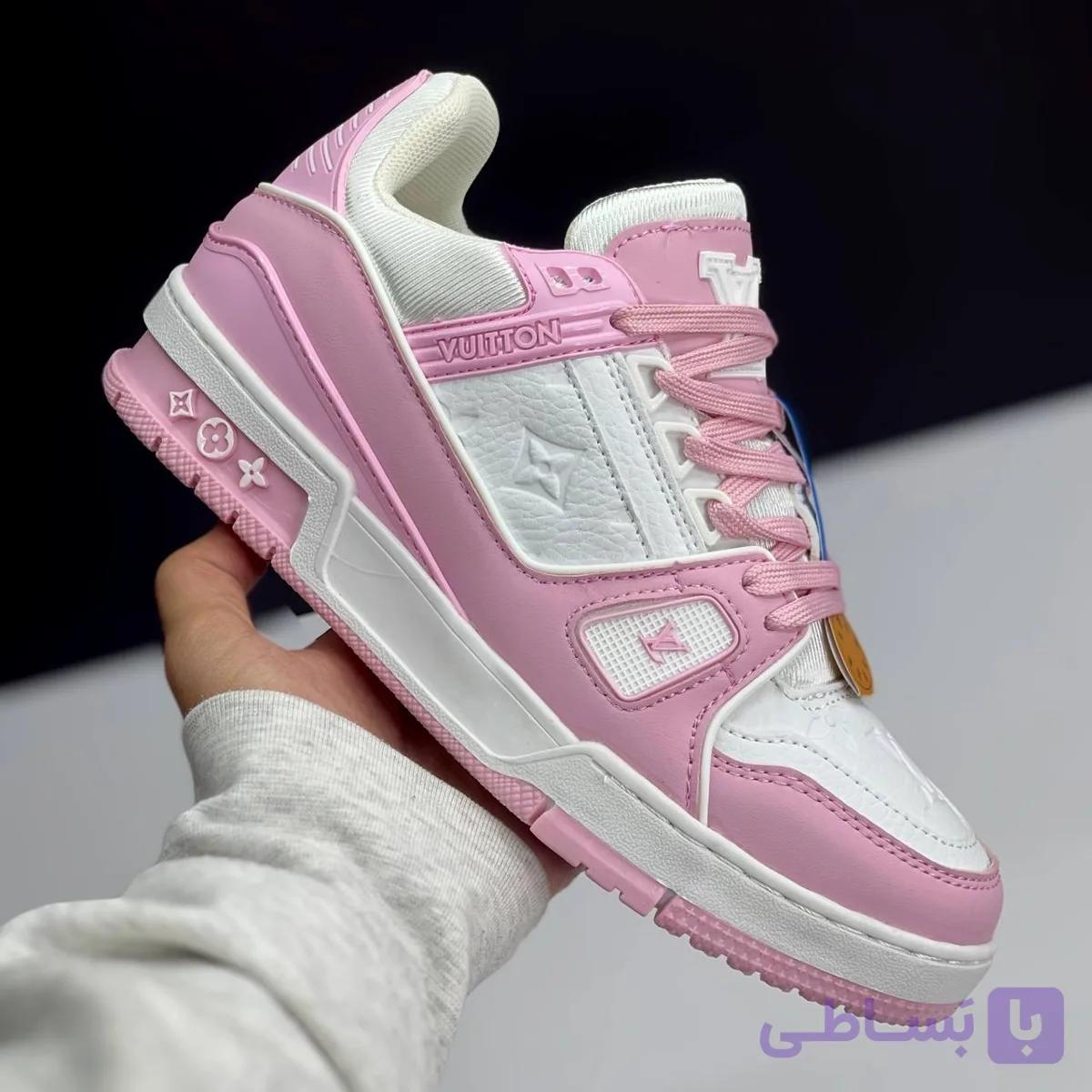 لویی ویتون ترینر سفید صورتی Louis Vuitton Trainer White Pink — تصویر 1