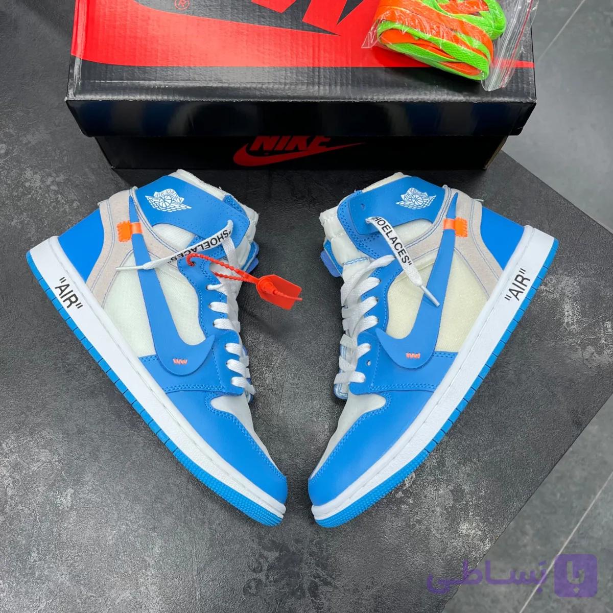 کفش نایک ایر جردن وان ساقدار آف وایت یونیورسیتی Nike Air Jordan 1 High Off-White University Blue — تصویر 1