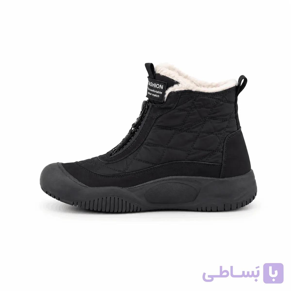 نیم بوت زیپ دار داخل خز مشکی — تصویر 1