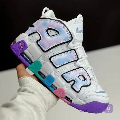 کفش نایک ایر مور آپتمپو سفید بنفش Nike Air More Uptempo White Purple — تصویر 1