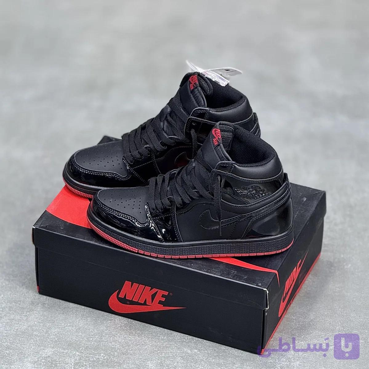 کفش نایک ایر جردن وان ساقدار ورنی بلکند Nike Air Jordan 1 High Patent Blackend — تصویر 1