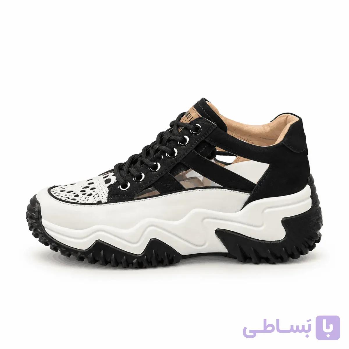 کفش پلتفرم مشکی پنجه توری — تصویر 1