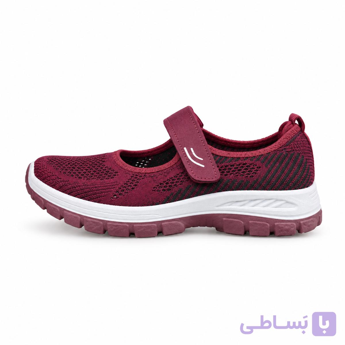 صندل زنانه طبی اسپرت چسبی زیره طبی زرشکی — تصویر 1