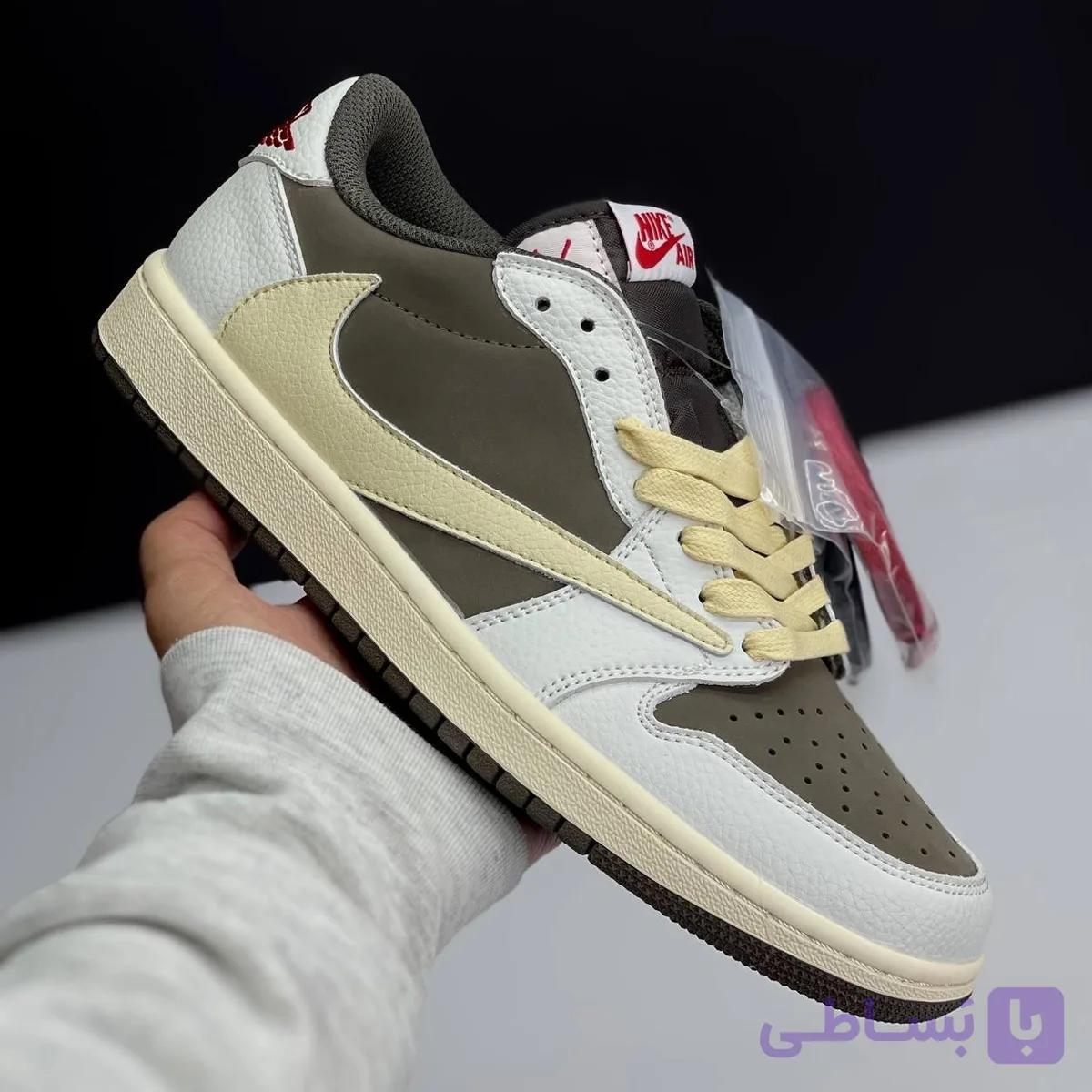 کفش نایک ایر جردن وان لو تراویس اسکات قهوه‌ای موکا Nike Air Jordan 1 Low Travis Scott Mocha — تصویر 1