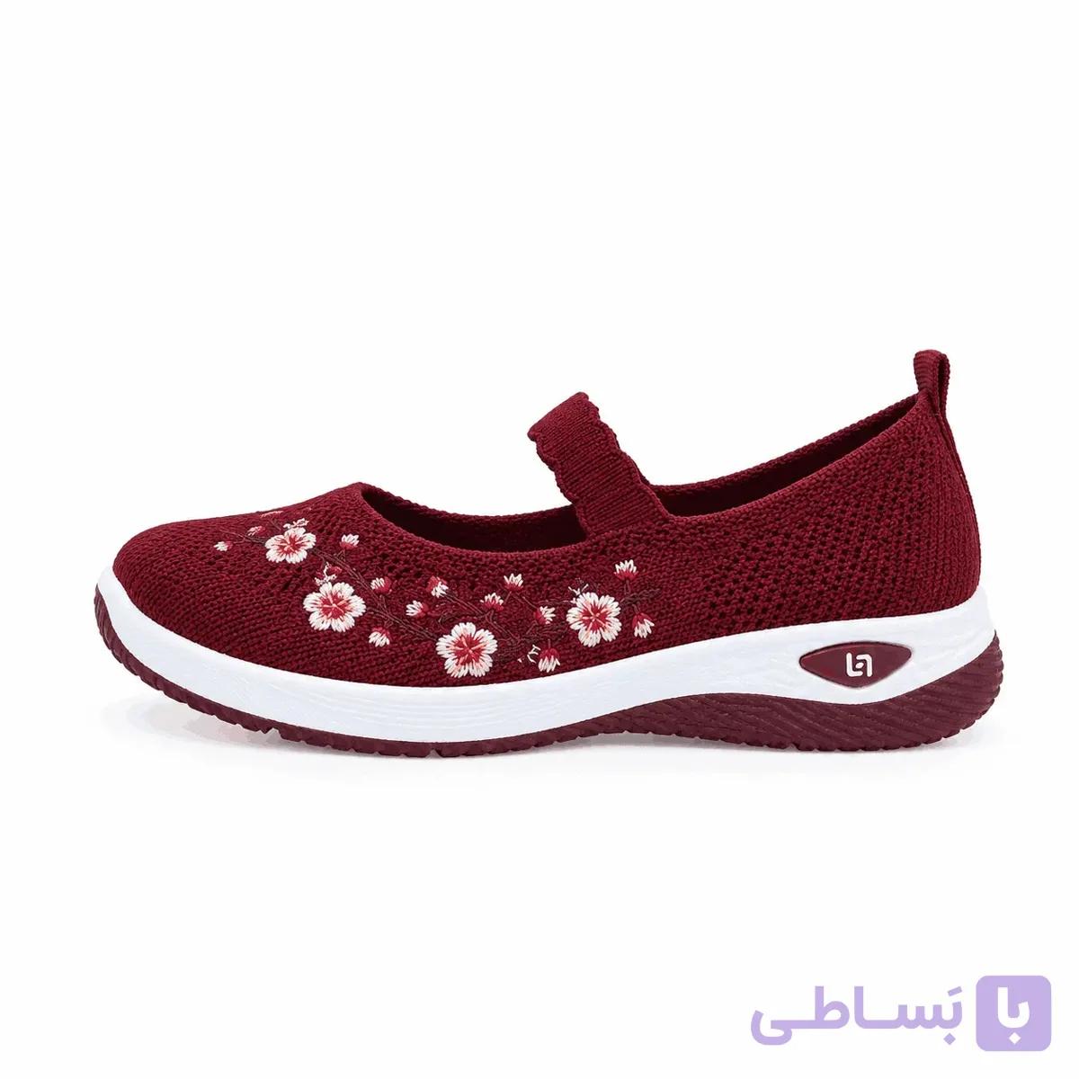 صندل گلدار زنانه زرشکی — تصویر 1