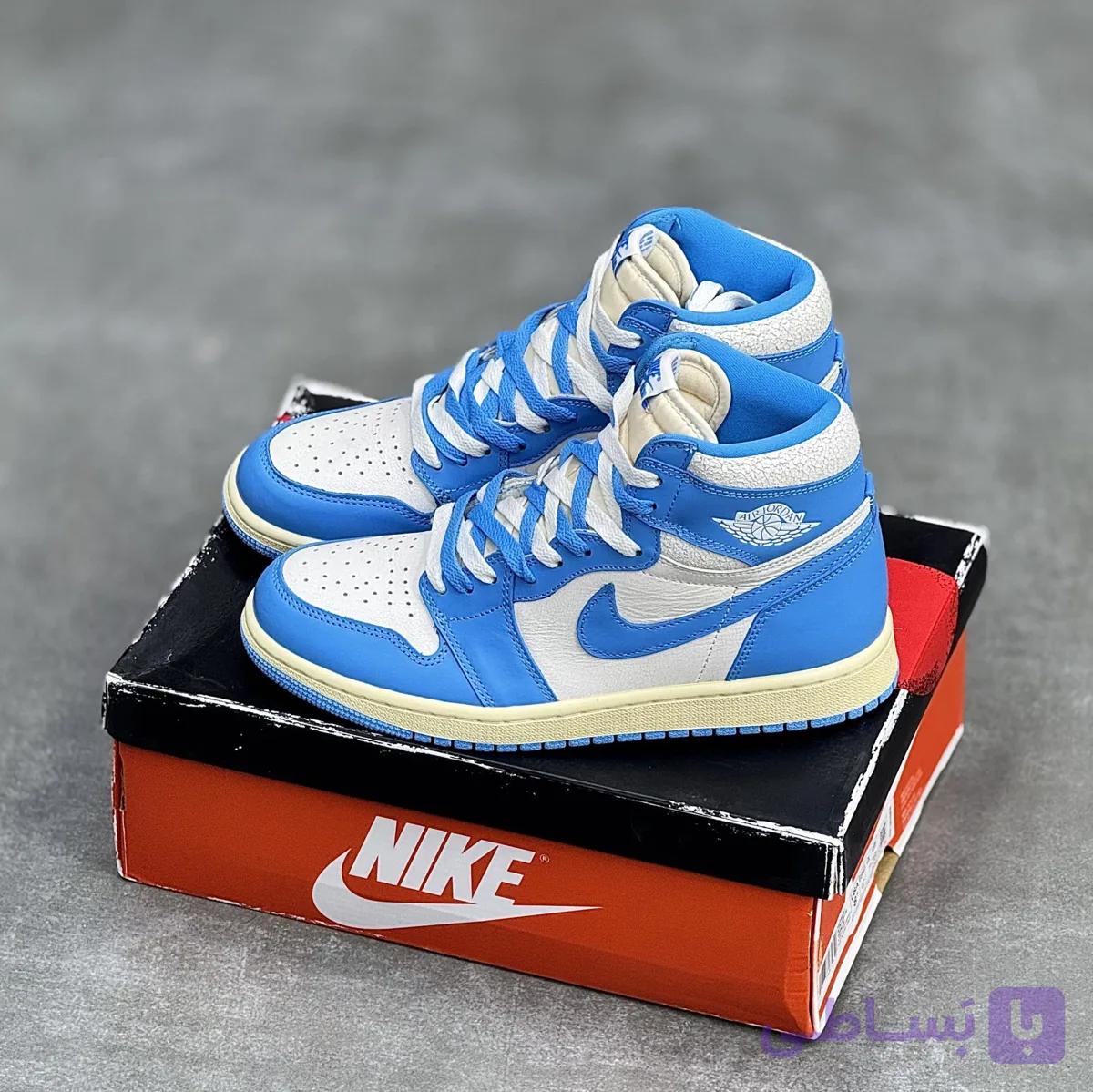کفش نایک ایر جردن وان ساقدار شیکاگو لاست اند فاند آبی Nike Air Jordan 1 High Chicago Lost & Found Blue — تصویر 1