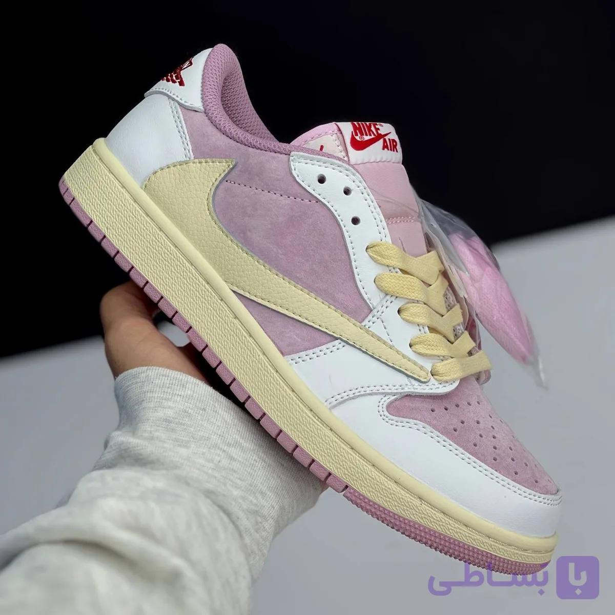 کفش نایک ایر جردن وان لو تراویس اسکات شای پینک صورتی Nike Air Jordan 1 Low Travis Scott Shy Pink — تصویر 1