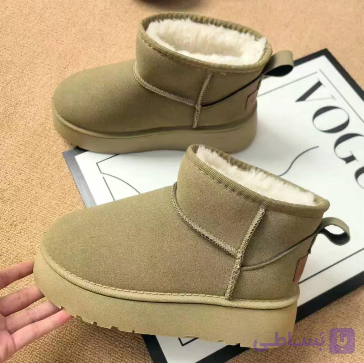 آگ ساقدار خزدار سبز Green Fur Lined Mid Calf Winter Boots — تصویر 1
