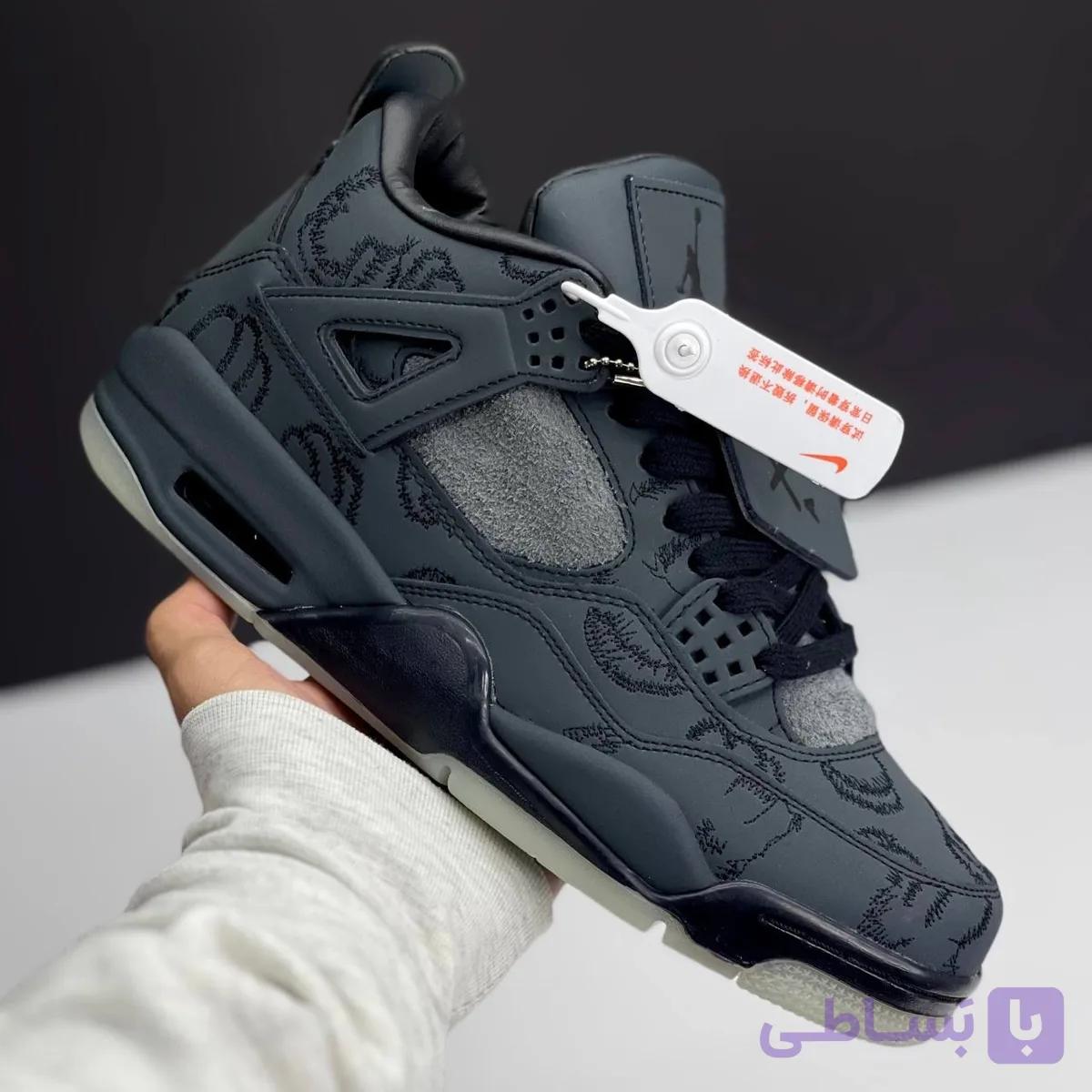 کفش نایک ایر جردن فور کاز مستر کوالیتی طوسی تیره Nike Air Jordan 4 KAWS Dark Grey — تصویر 1