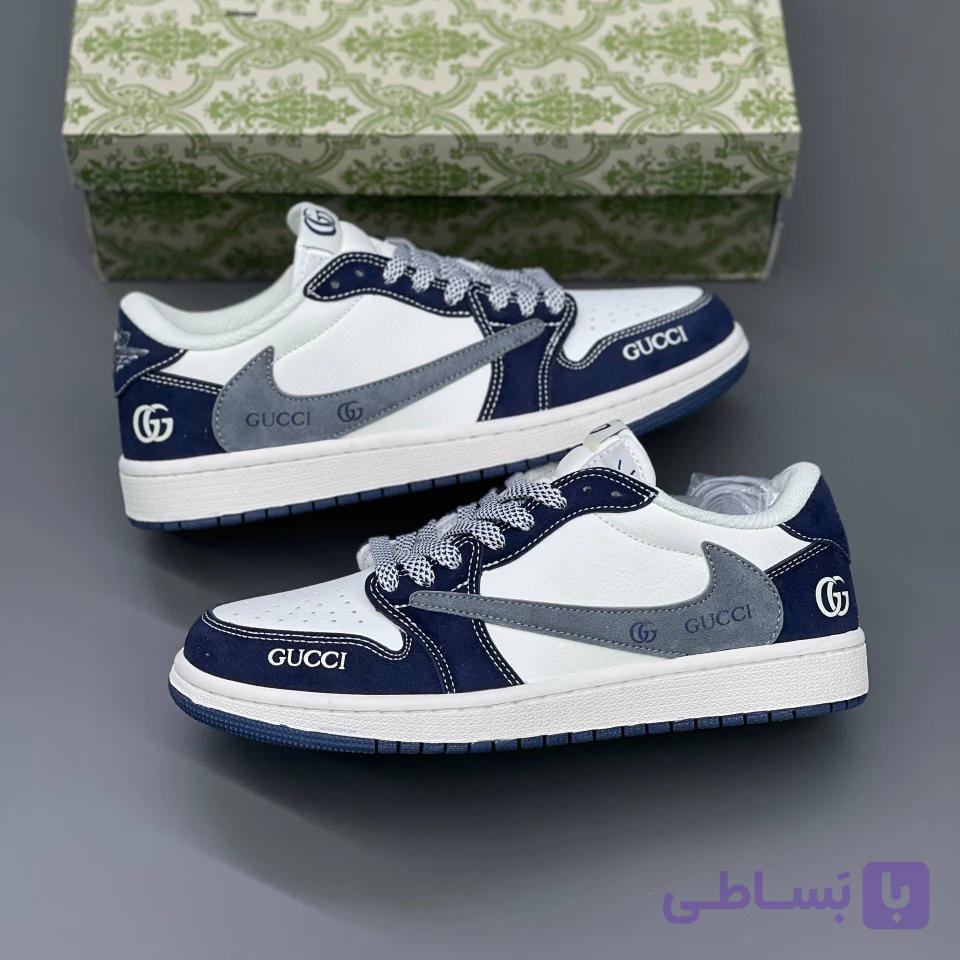 کفش نایک تراویس اسکات گوچی سفید سرمه‌ای Nike Travis Scott Gucci White Navy — تصویر 1