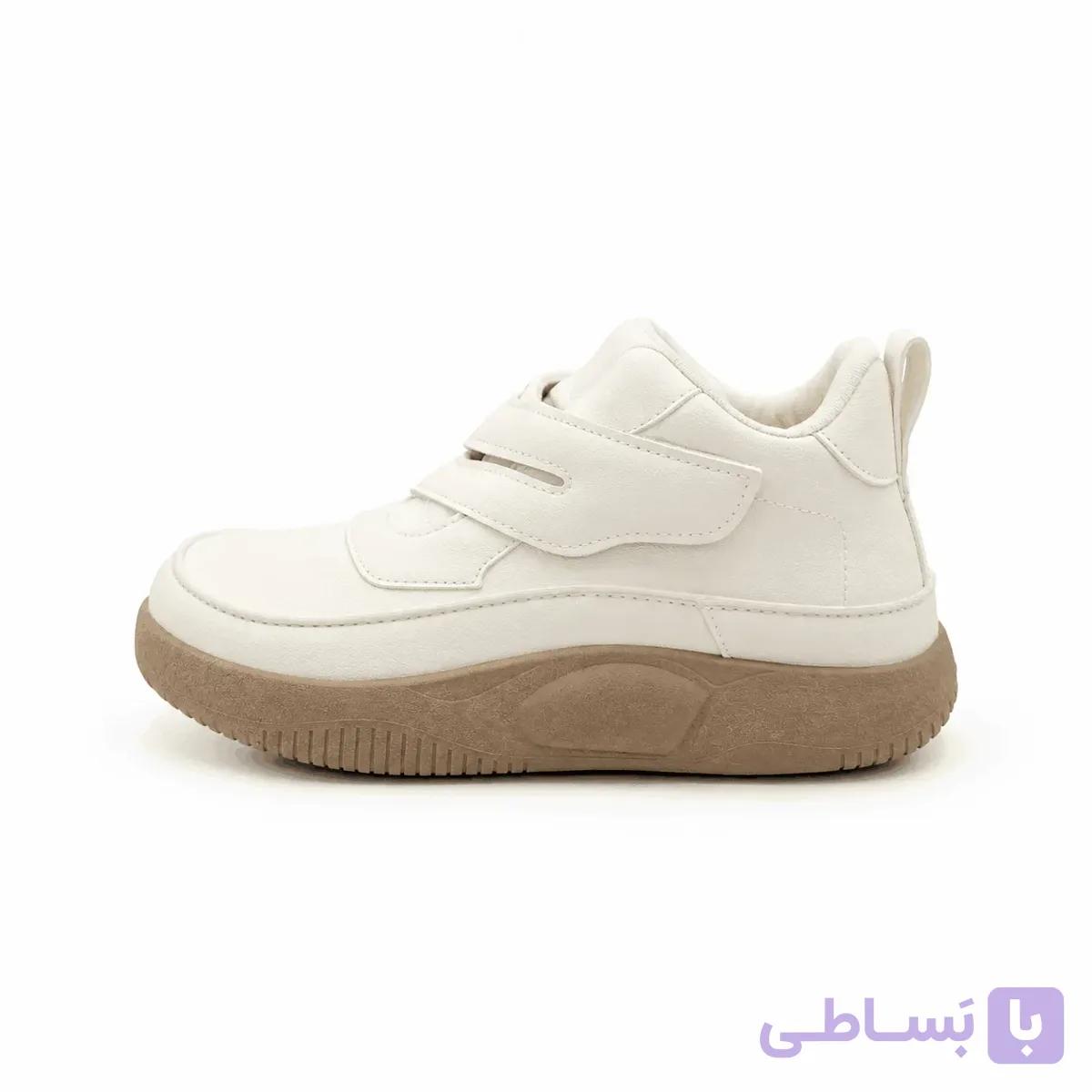 نیم بوت ساقدار چسبی کرم — تصویر 1