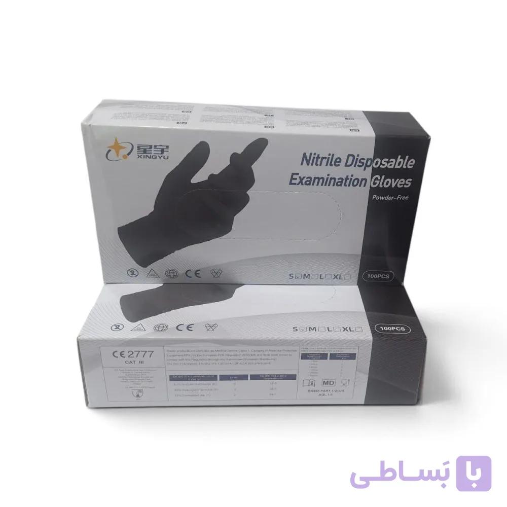 دستکش نیتریل مشکی چینی بسته 100 عددی سایز ایکس لارج