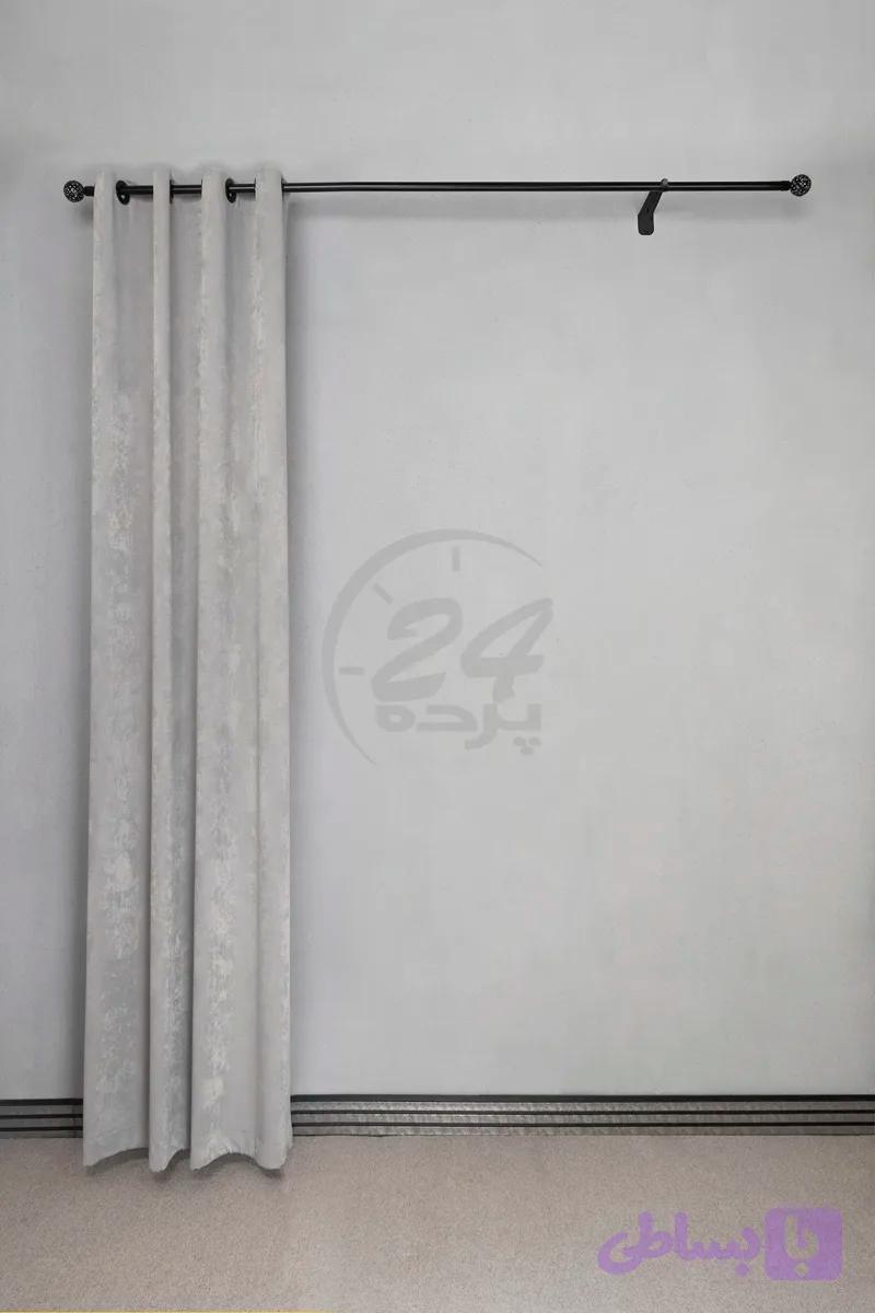 پرده آماده مخمل پتینه (سایه روشن) رنگ نقره ای