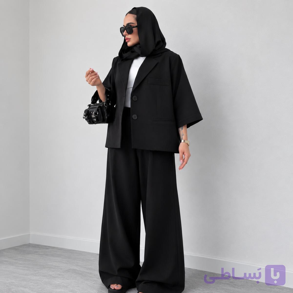 کت و شلوار باکسی زنانه جنس لینن