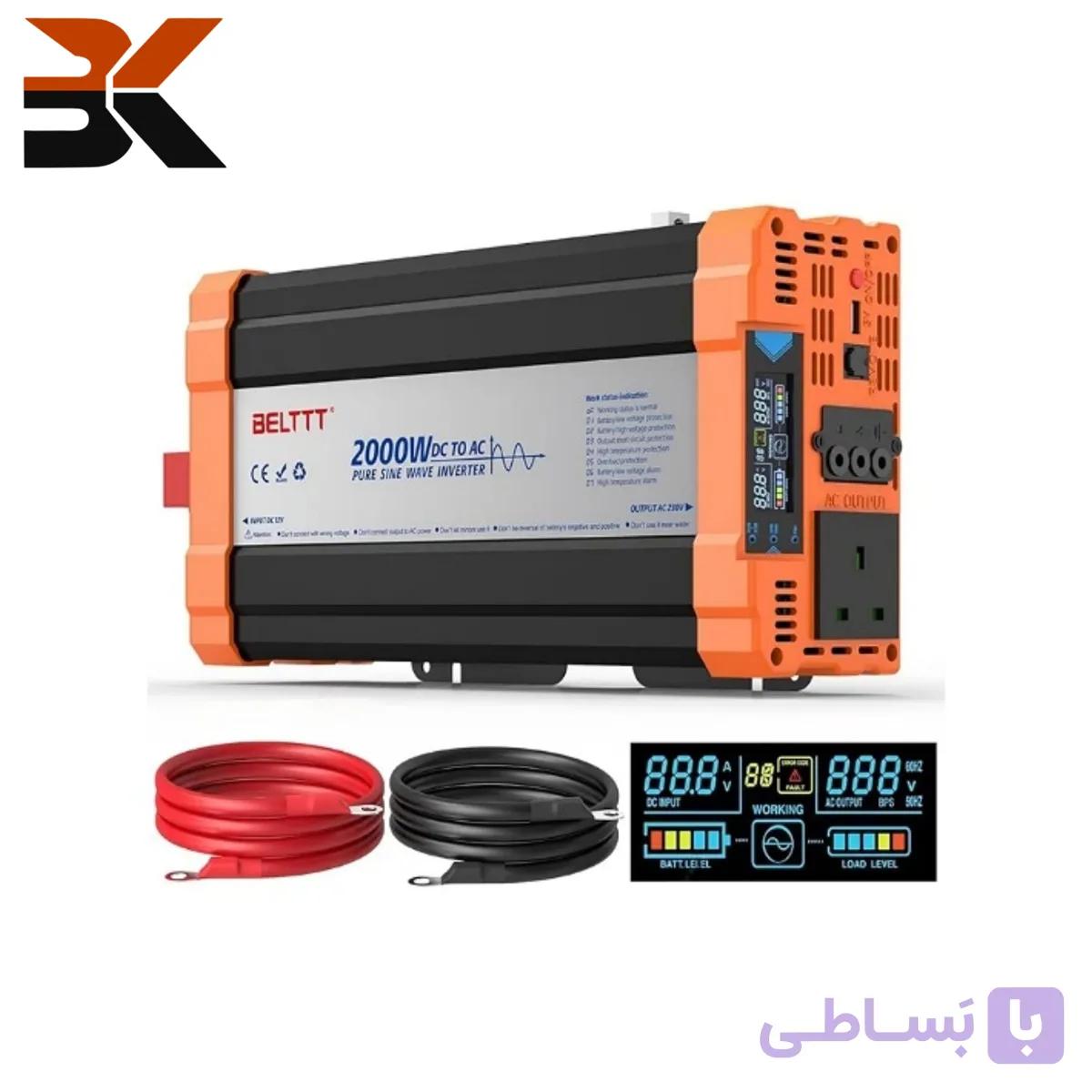 اینورتر برق 2000 وات بلت مدل BAP2000A موج سینوسی خالص 12وات به 230وات با نمایشگر LED — تصویر 1
