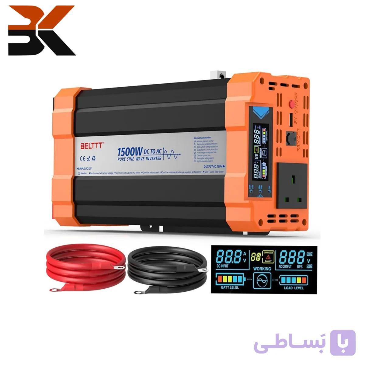 اینورتر برق 1500 وات بلت مدل BAP1500A موج سینوسی خالص 12وات به 230وات با نمایشگر LED — تصویر 1