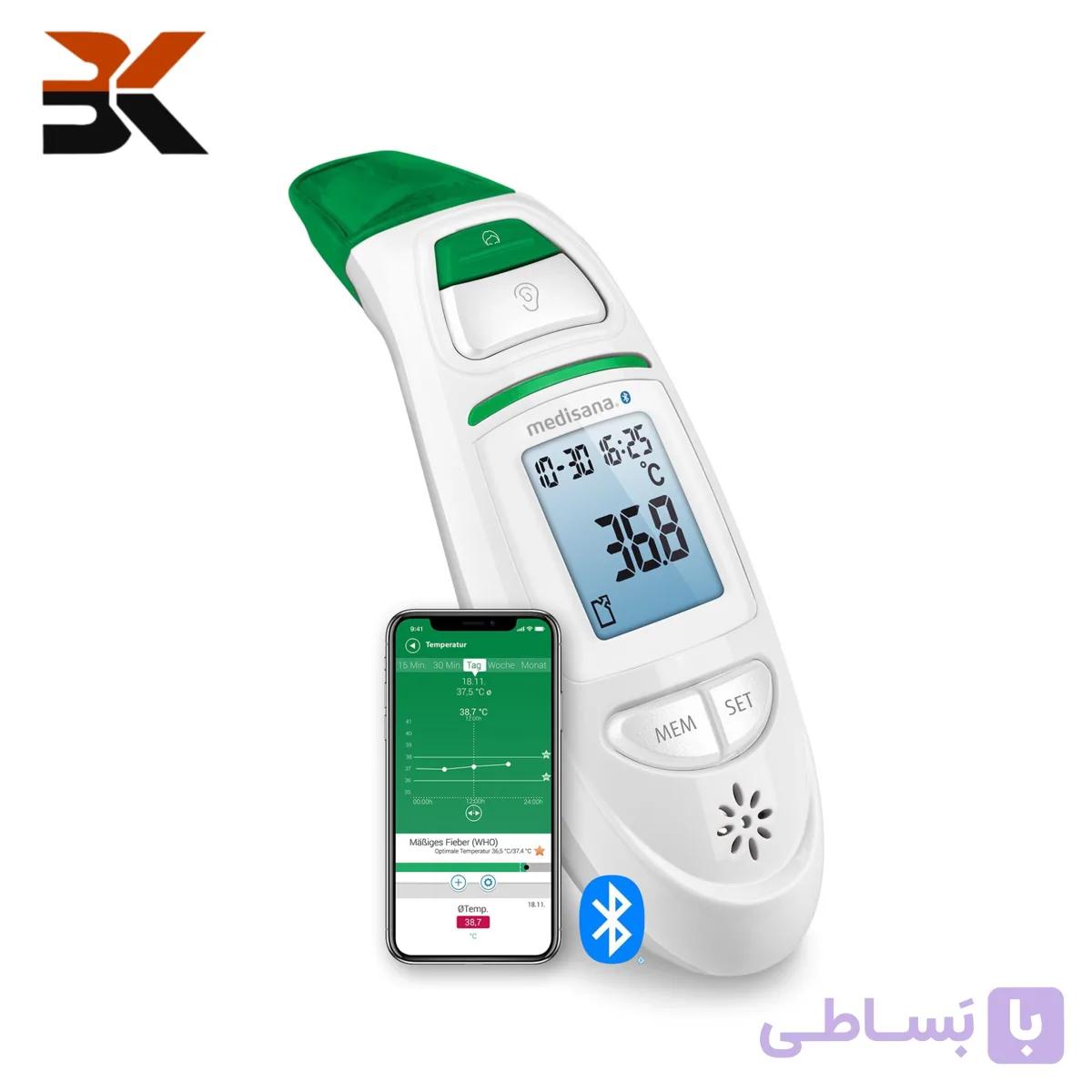 تب‌سنج دیجیتال 6 کاره مدیسانا مدل TM 750 Connect دماسنج گوش و پیشانی با بلوتوث — تصویر 1