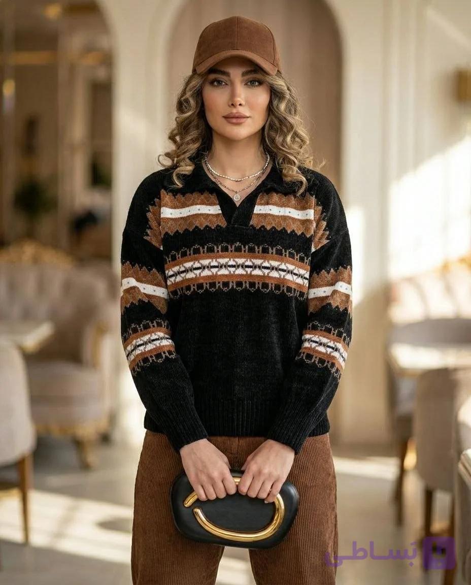 پولو شرت بافت زنانه مدل سرخپوستی کد 3362 — تصویر 1