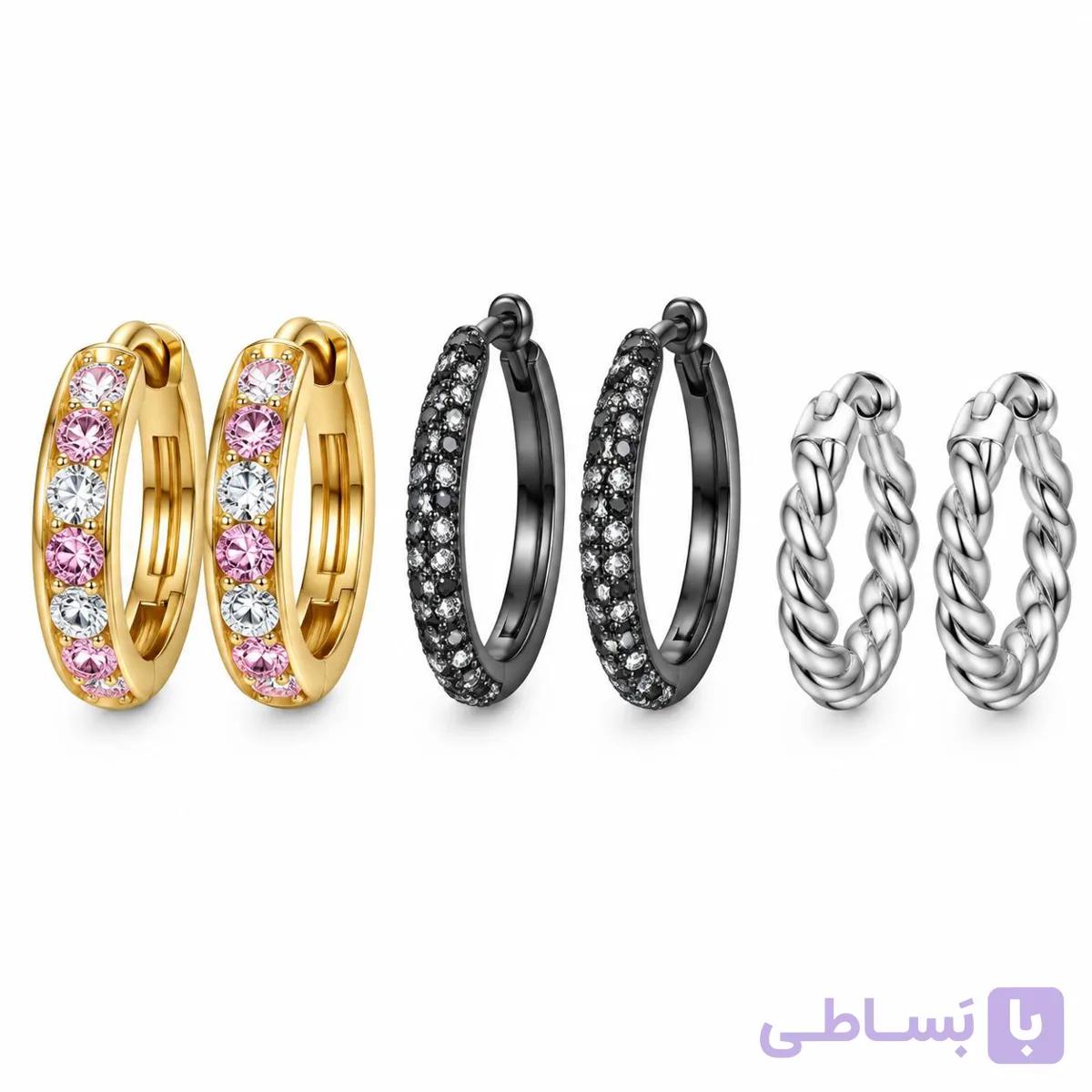 گوشواره زنانه آی ام کد Z-H67 مجموعه 3 عددی — تصویر 1