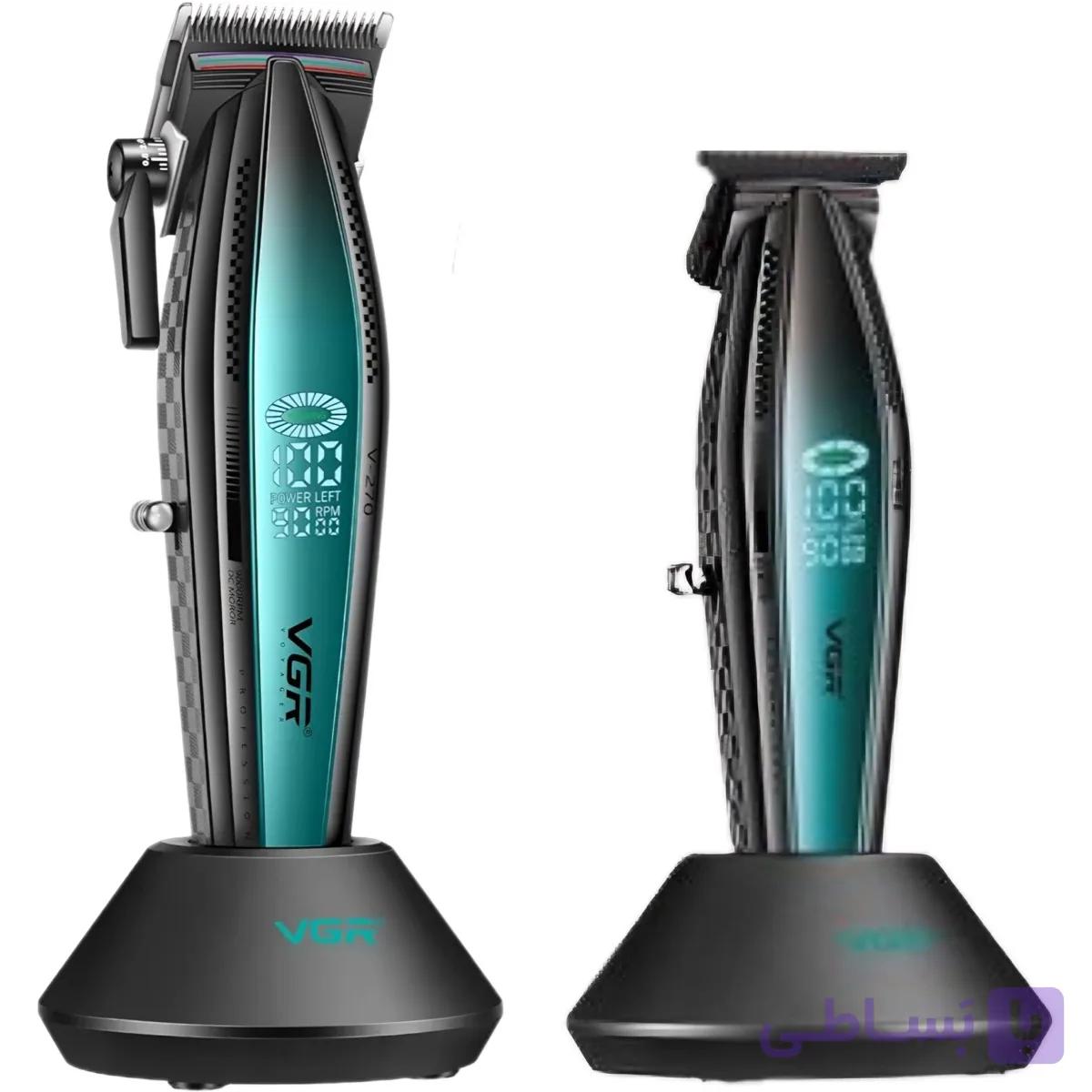ست ماشین اصلاح وی جی آر VGR مدل V-270 و V-992 | ماشین اصلاح مو و تریمر حرفه‌ای — تصویر 1