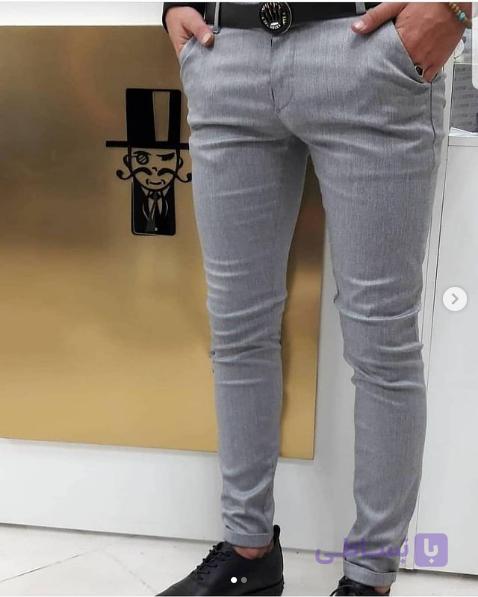 شلوار پارچه ای فاستونی طوسی روشن فول کش