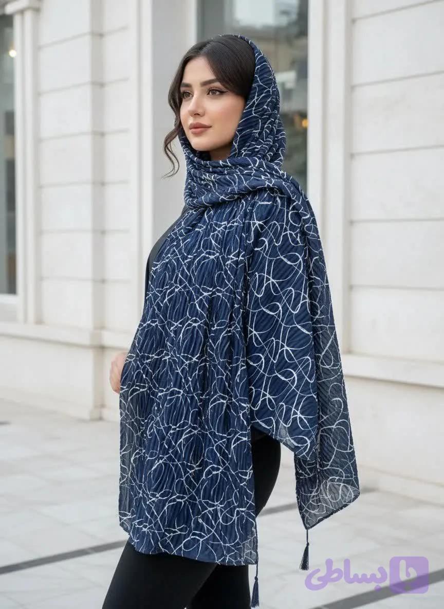 شال نخی خنک زنانه طرحدار مدل هندسی