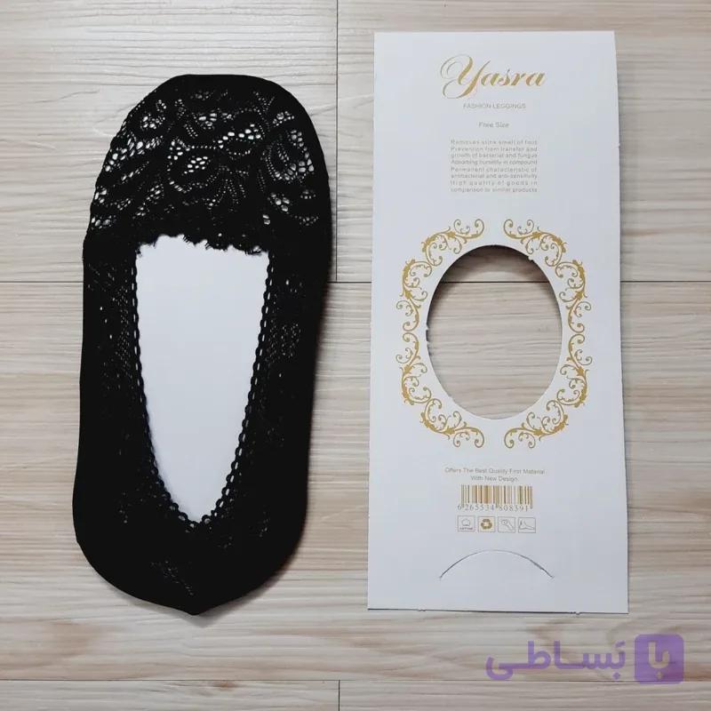 جوراب کالج توری زنانه مجلسی مشکی و سفید و کرم