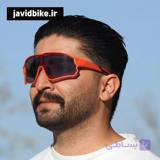 عینک ورزشی فتوکرومیک راکبراس (Rockbros) اصل – رنگ قرمز – لنز هوشمند UV400 همراه با فریم طبی — تصویر 1