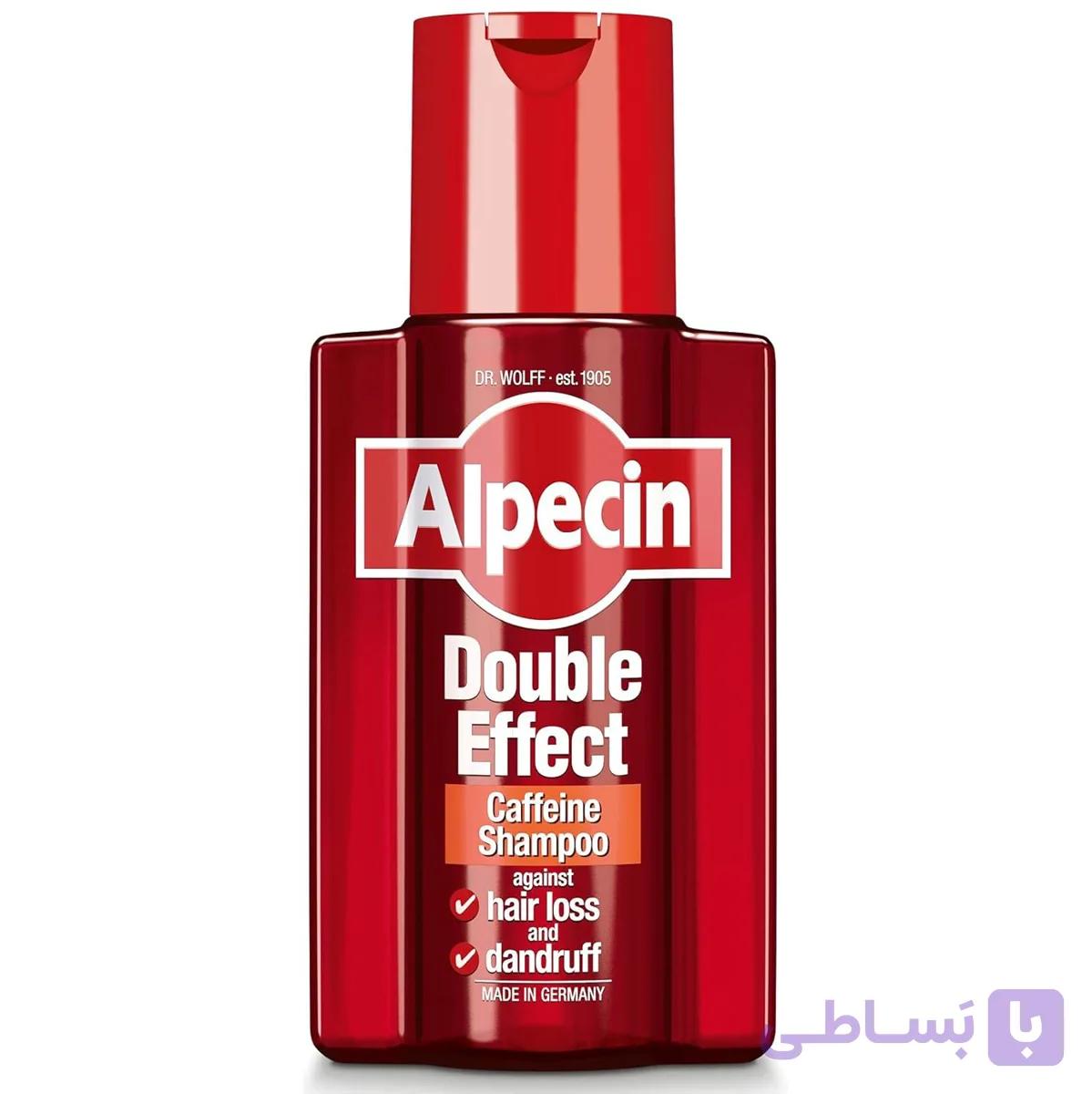 شامپو آلپسین Double Effect کافئین 200 میلی‌لیتر | شامپو ضد ریزش و ضد شوره آلپسین — تصویر 1