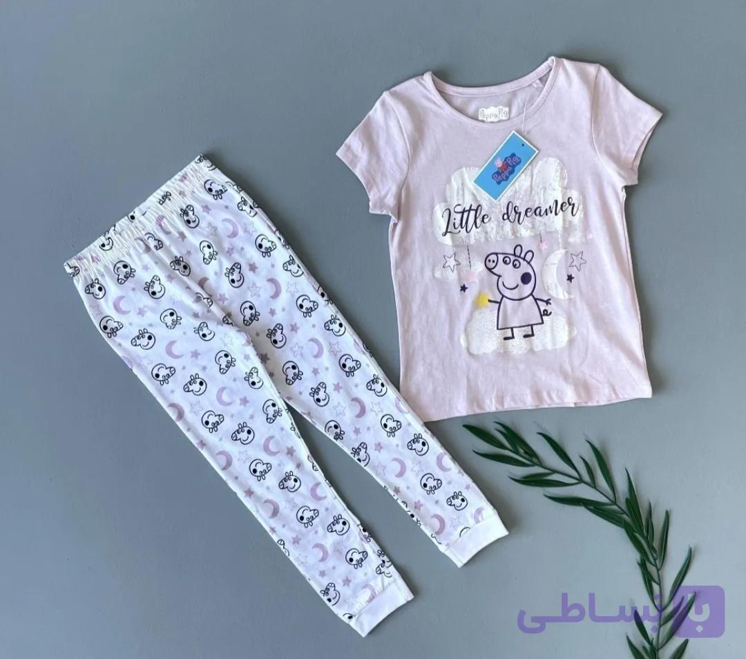 ست تیشرت و شلوار دخترانه پپا پیگ بچگانه راحتی نخ پنبه