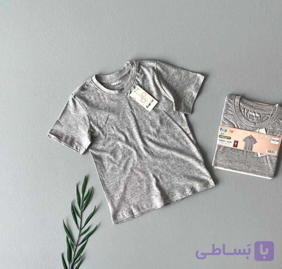 تیشرت ساده طوسی پسرانه بچگانه لوپیلو بیسیک ۱۰۰٪ نخ پنبه