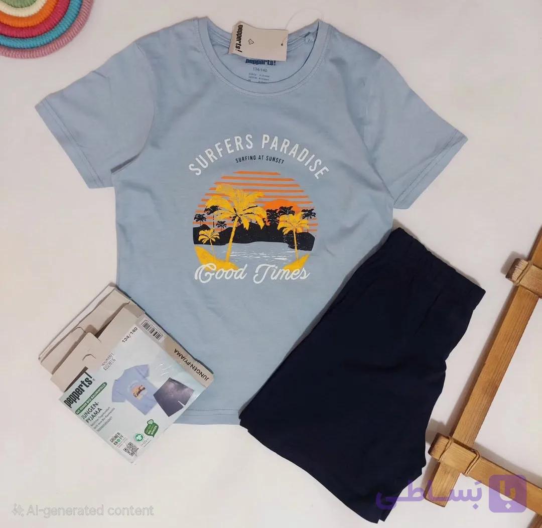 ست تیشرت و شلوارک پسرانه پیپرتس مدل Paradise best cotton