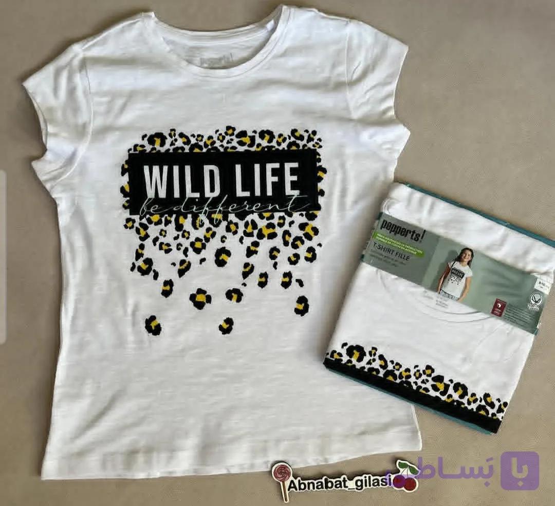تیشرت آستین کوتاه دخترانه بچگانه پیپرتس مدل WILD LIFE پلنگی