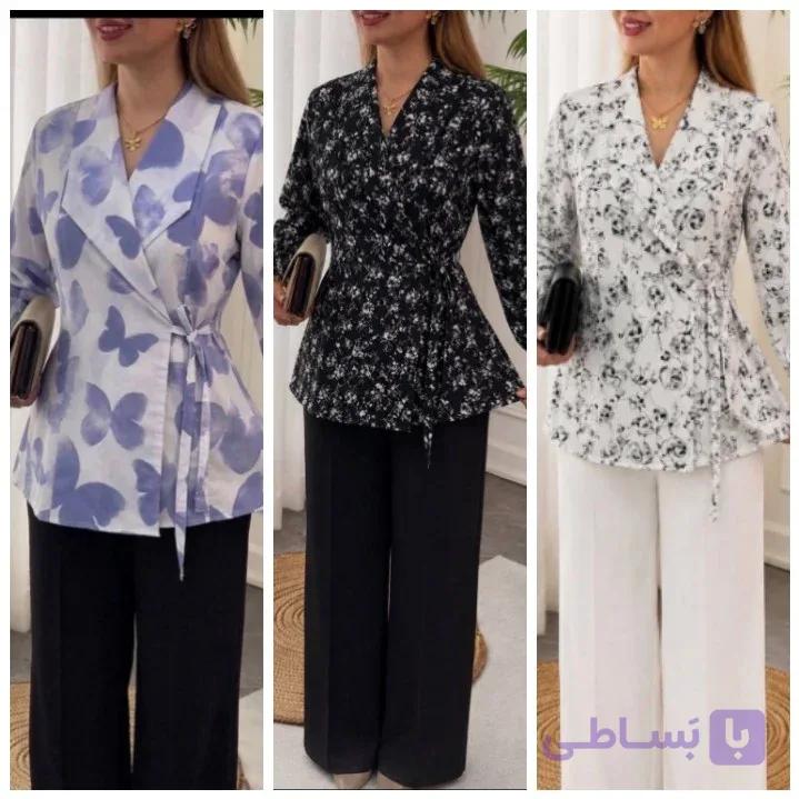 شومیز زنانه گلدیس بنددار دارای رنگبندی R263831 — تصویر 1