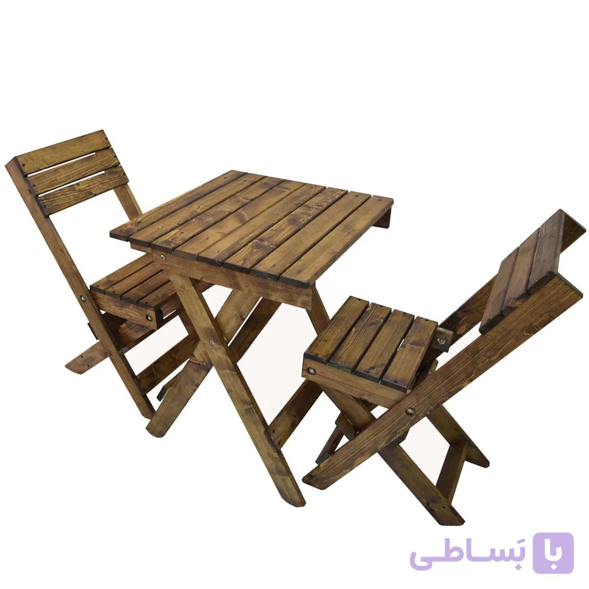 میز و صندلی دو نفره چوبی تاشو  کد 007 — تصویر 1