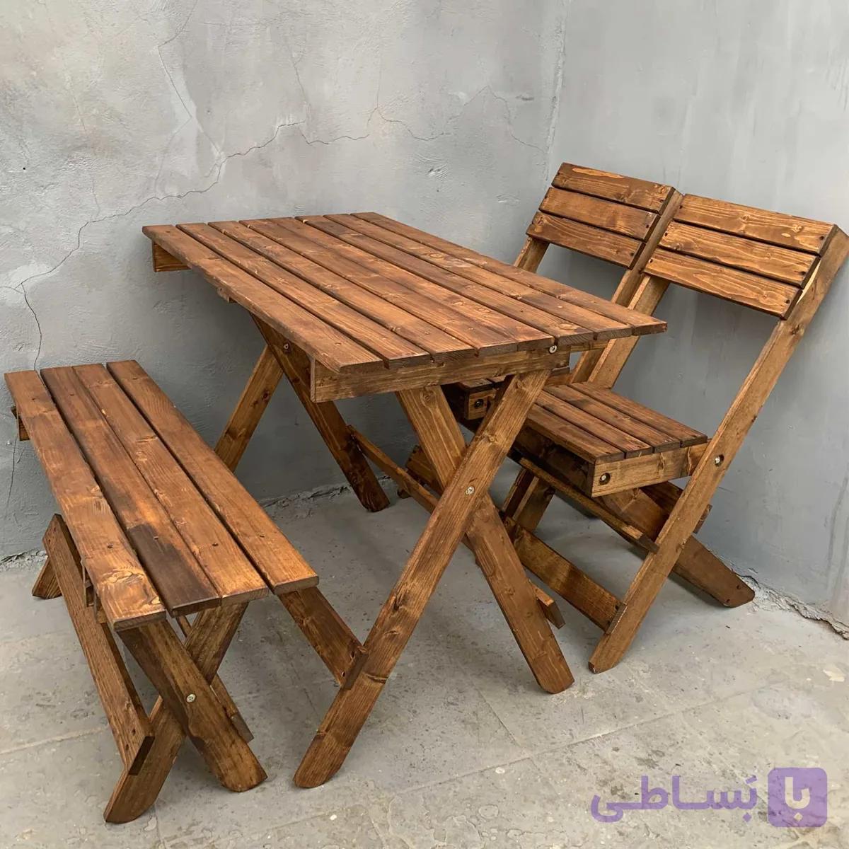 میز و نیمکت و صندلی چوبی تاشو کد 013 — تصویر 1