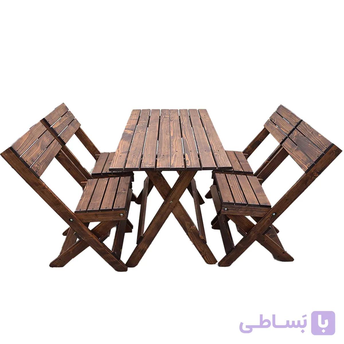 میز و صندلی چهارنفره چوبی تاشو کد 006 — تصویر 1