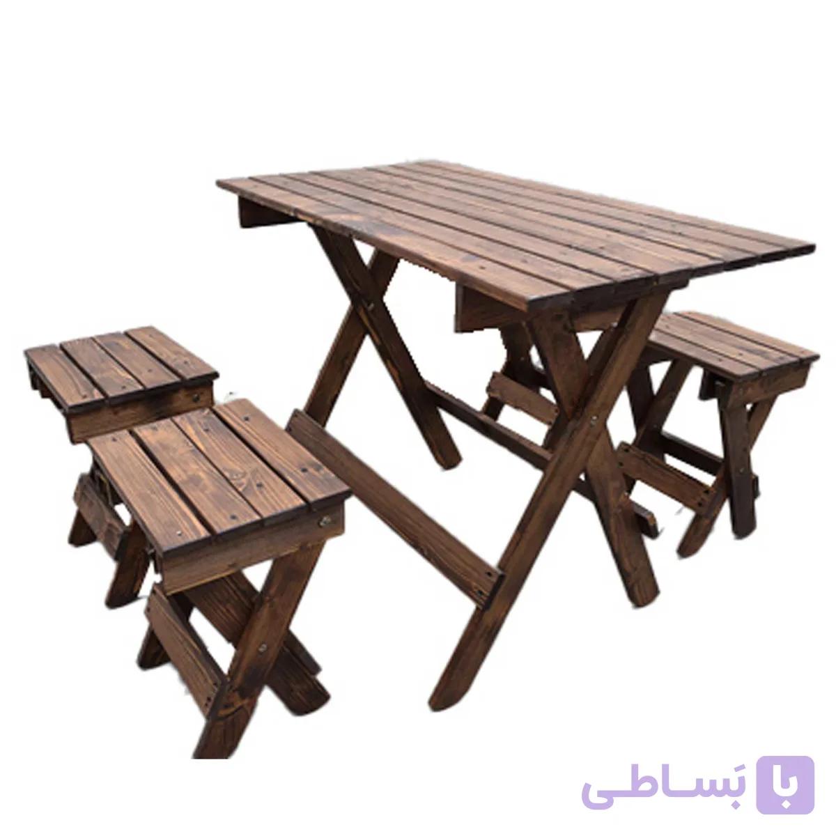 میز و چهارپایه چهارنفره چوبی تاشو مدل 009 — تصویر 1