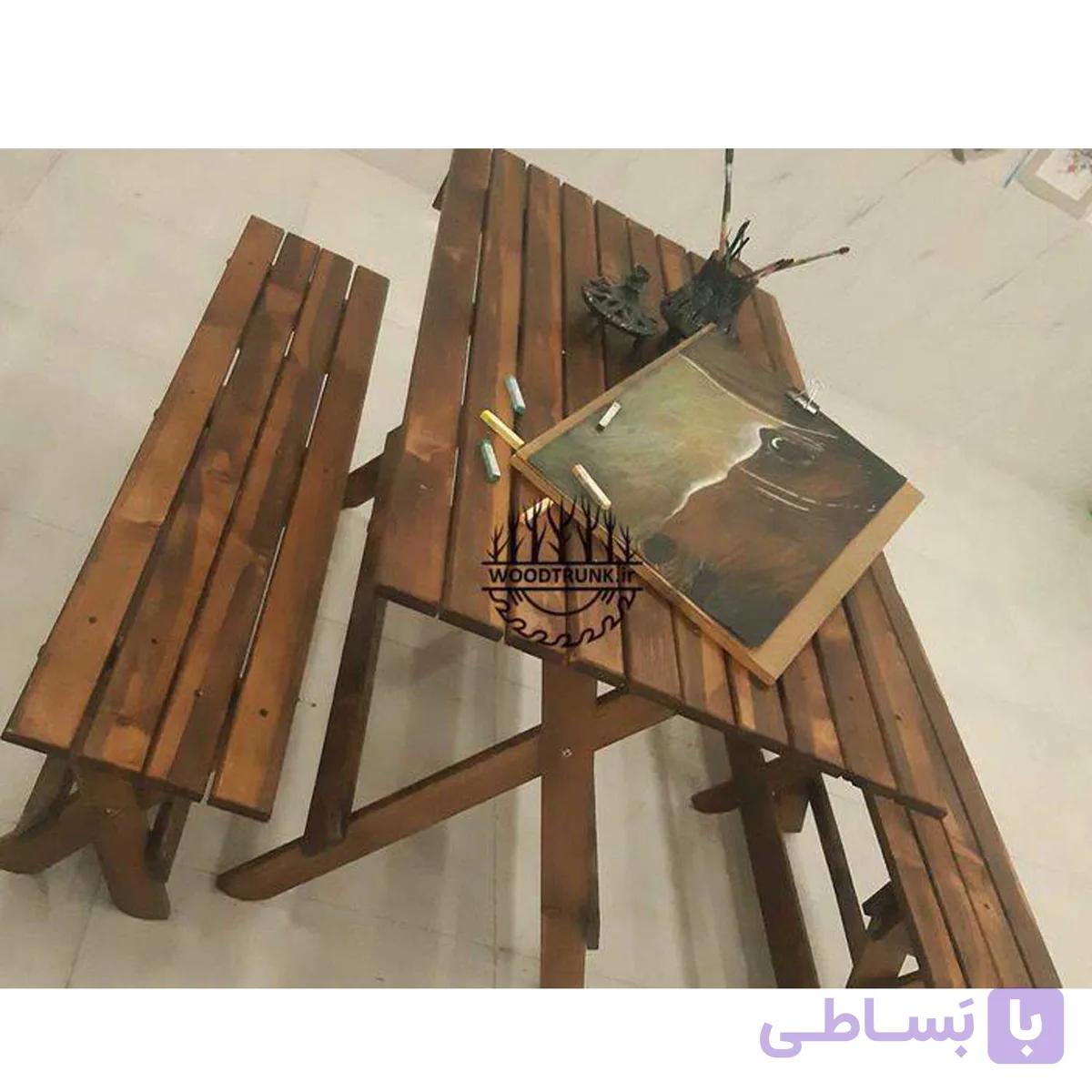 میز و نیمکت چوبی شش نفره کد 008 — تصویر 1