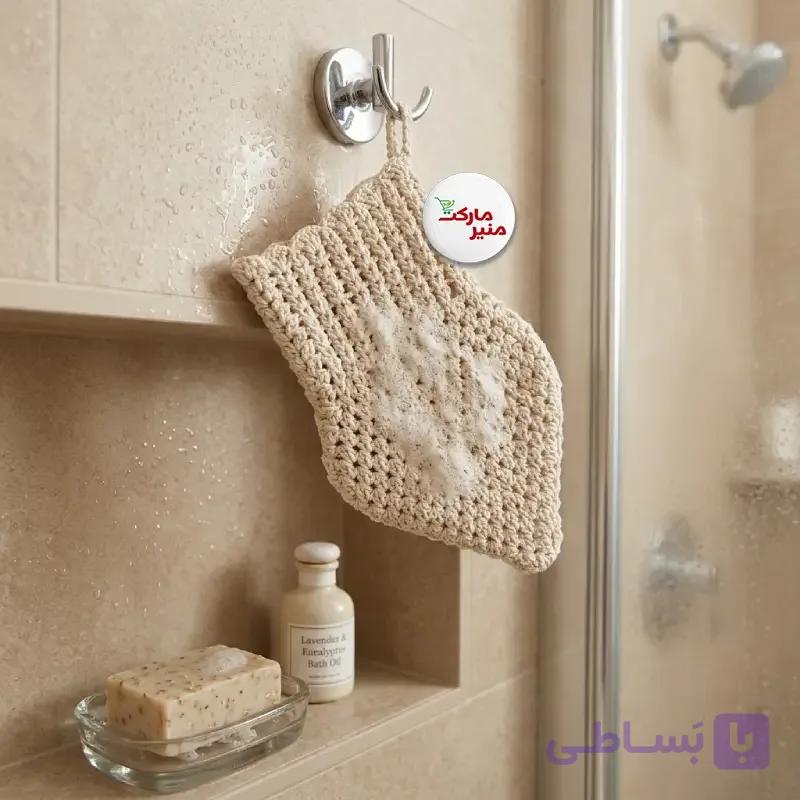 لیف حمام دست بافت نخ پنبه — تصویر 1