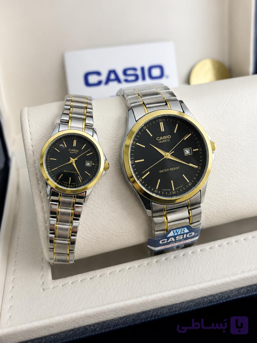 ست ساعت  خوشگل قسطی کاسیو‌ با کیفیت عالی ۲ رنگ‌‌ زنانه و مردانه  حک کاسیو casio ضد اب