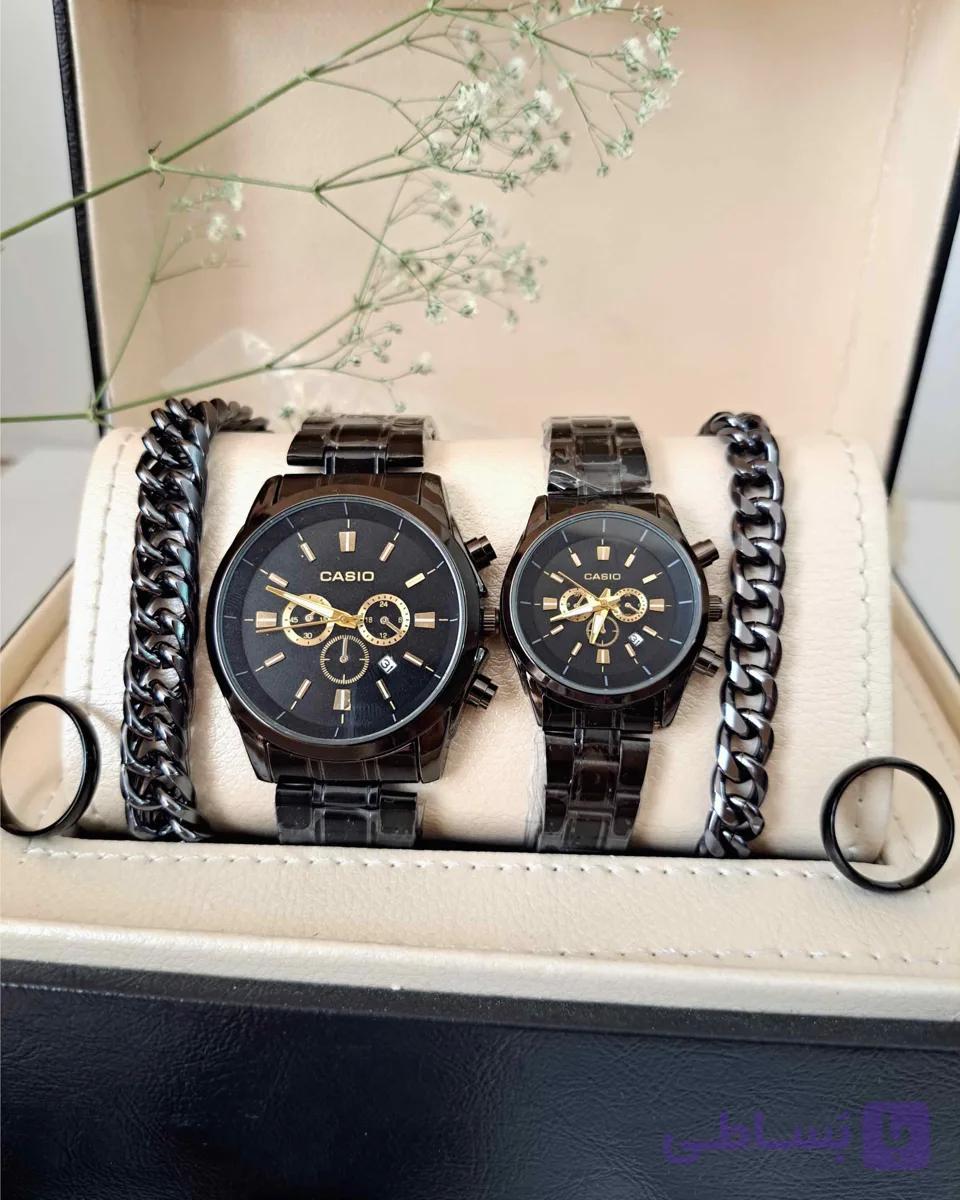 ست ساعت کاسیو  ضد آب casio  زنانه و مردانه مشکی‌ گارانتی