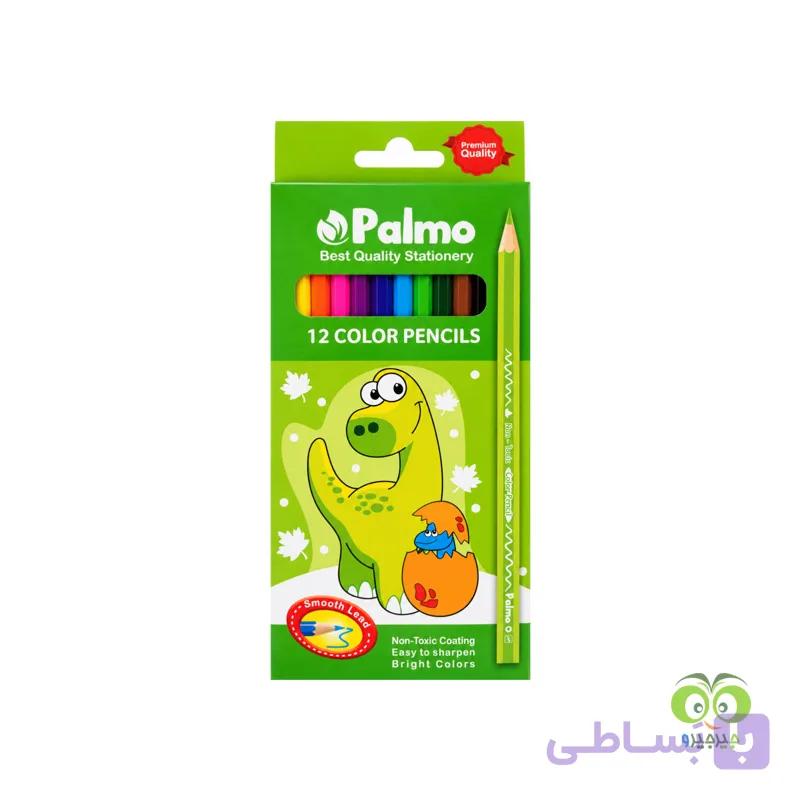 مداد رنگی 12 رنگ جعبه مقوا پالمو کد 3202 رنگ سبز